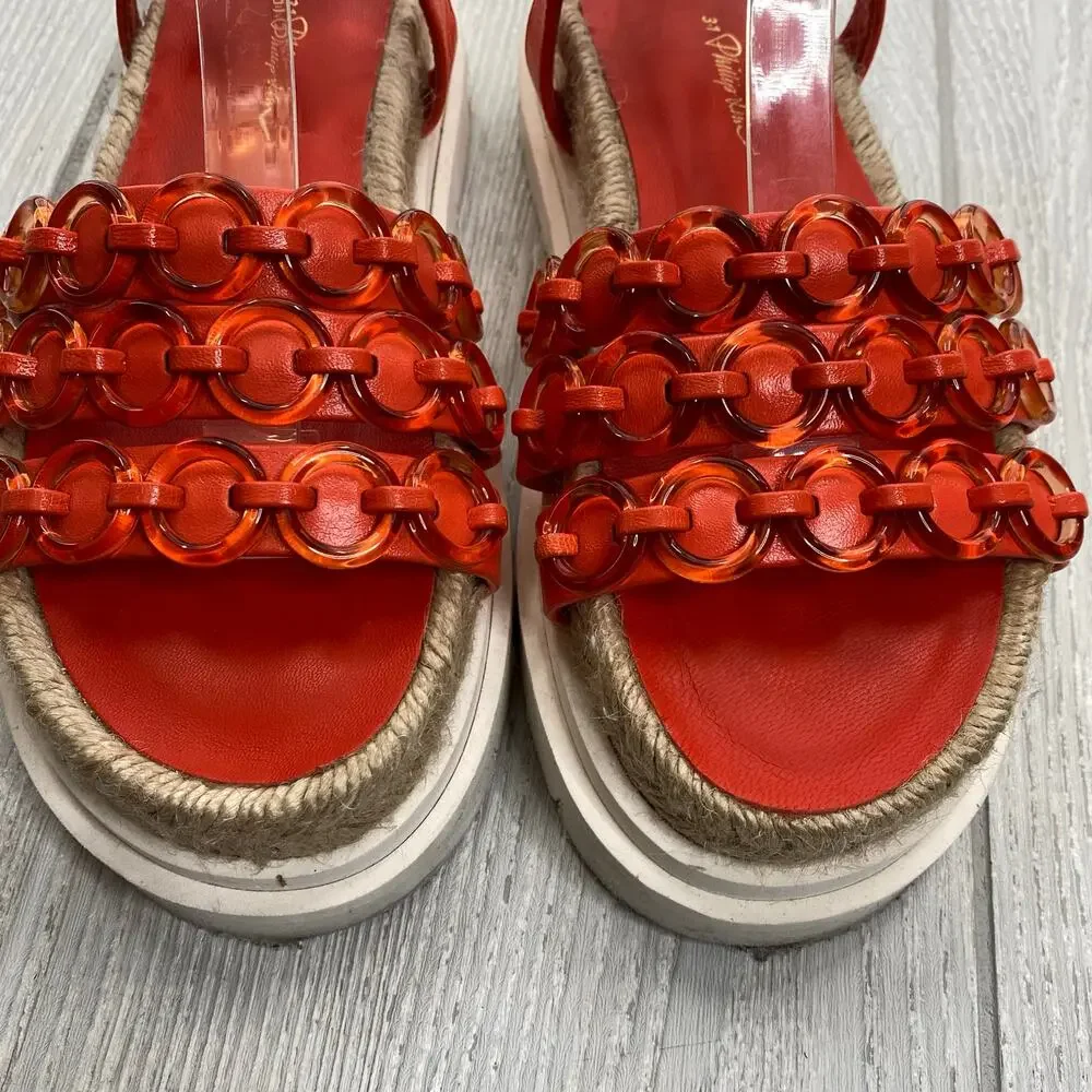 3.1 Philip Lim Women's Orange & White Noa Platform Sandals Size 36 US 6 - Picture 8 of 11
